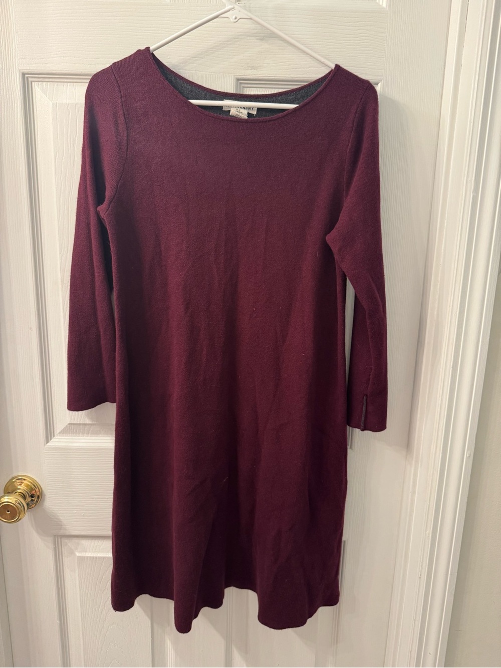 Artisan Ny Wine Long Sleeve Knit A-Line Dress